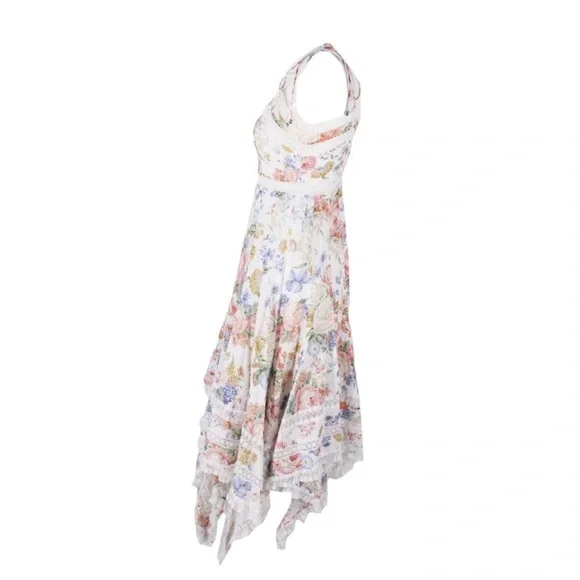 Zimmermann Bowtie Pintuck Scarf Dress Floral - Picture 3 of 5